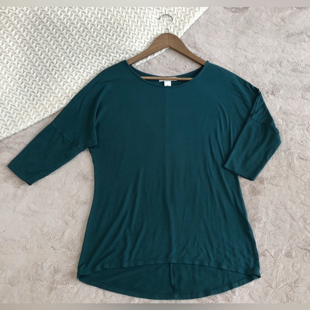 White House Black Market Emerald/ Teal 3/4 Drop Sleeve Top Medium